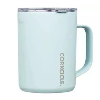 Gifts for new mums illustrated by blue corkcicle mug