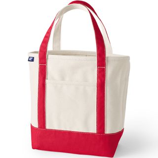 Land's End, Medium Natural 5 Pocket Open Top Canvas Tote Bag