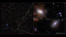 An image of a distant galaxy with a zoomed-in inset