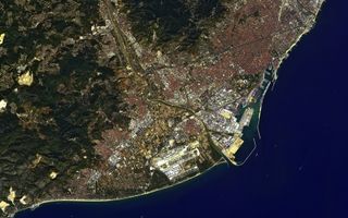 Ports of Barcelona space wallpaper