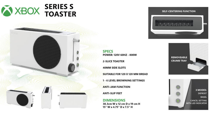 Imagen y especificaciones de la tostadora Xbox Series S.