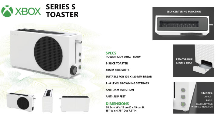 Bild und technische Daten des Xbox Series S Toasters.