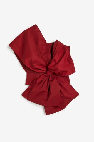 best party outfits - red top with off the shoulder bow detail