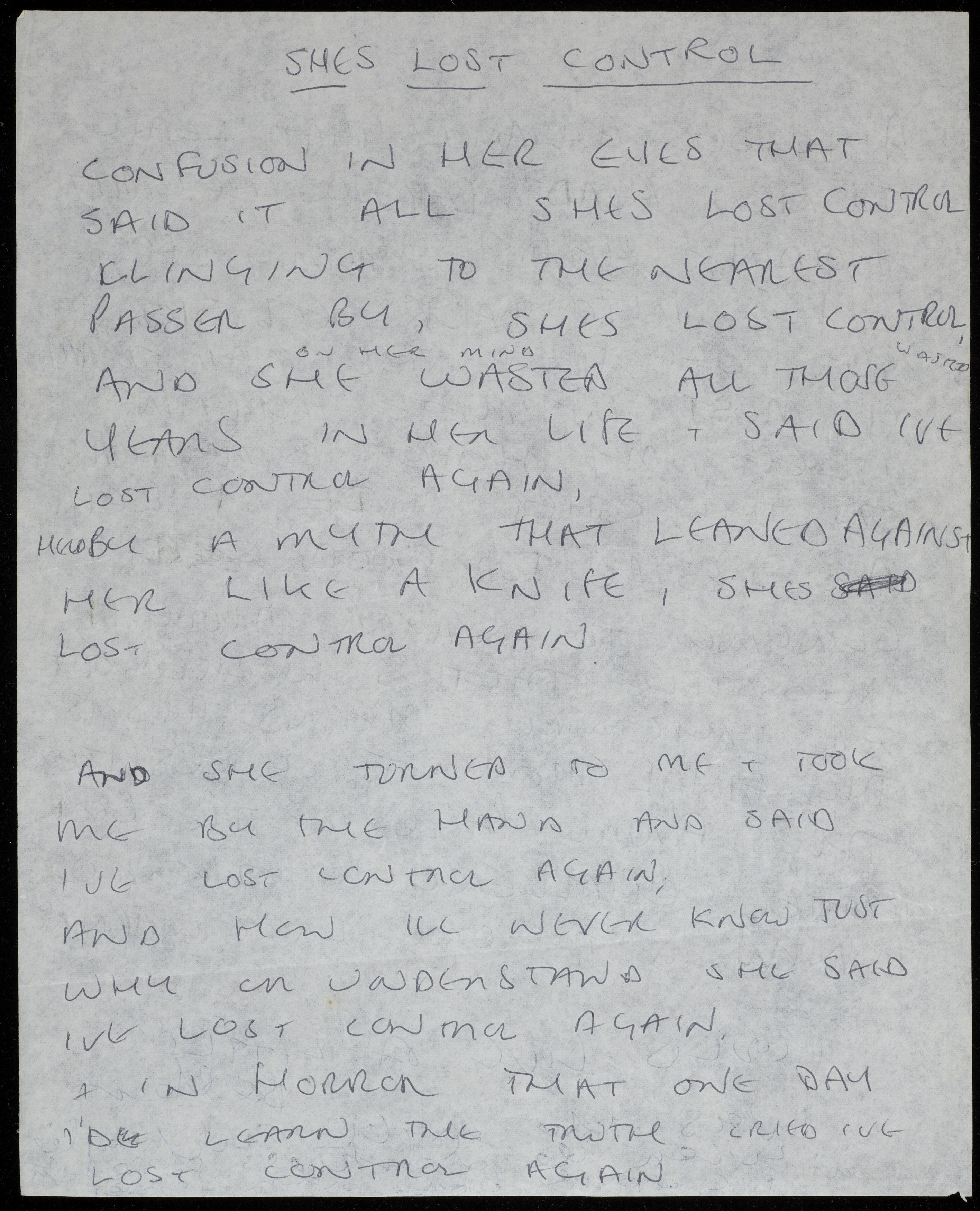 Joy Division lyrics by Ian Curtis