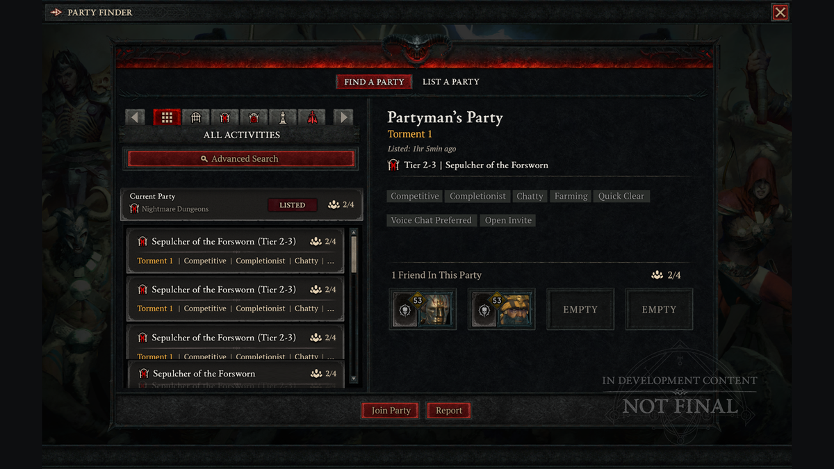 Diablo 4 Vessel of Hatred screenshots of the Dark Citadel raid co-op dungeon