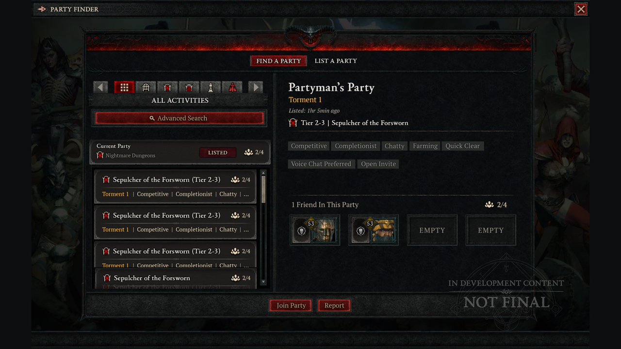 Diablo 4 Vessel of Hatred screenshots of the Dark Citadel raid co-op dungeon