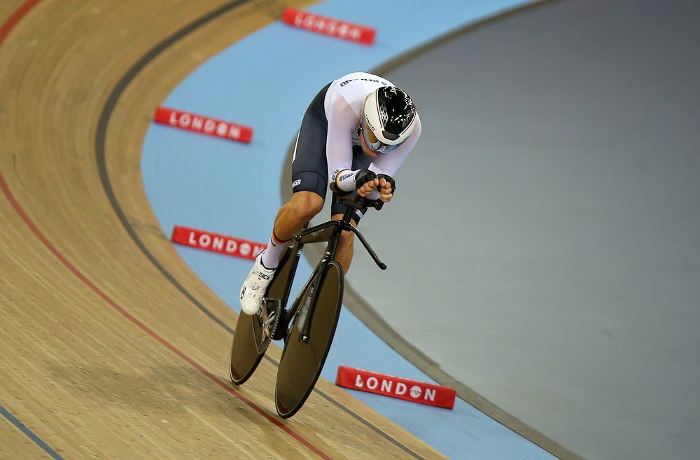 Domenic Weinstein of Germany in action in the Final of the Men's Individual Pursuit