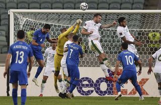 Republic of Ireland goalkeeper Gavin Bazunu makes a save
