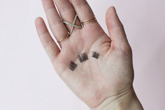 Eyelashes cut into strips