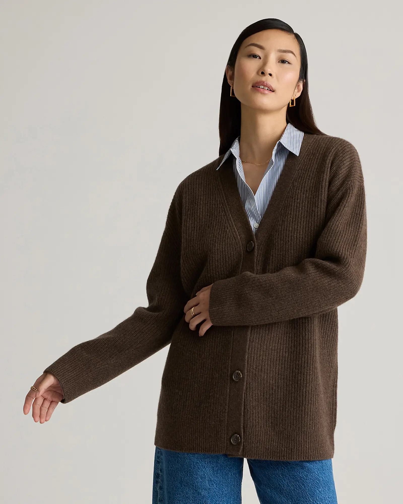 Mongolian Cashmere Oversized Boyfriend Cardigan Sweater