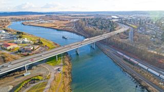 Bridge over Snohomish river in Everett, Washington.