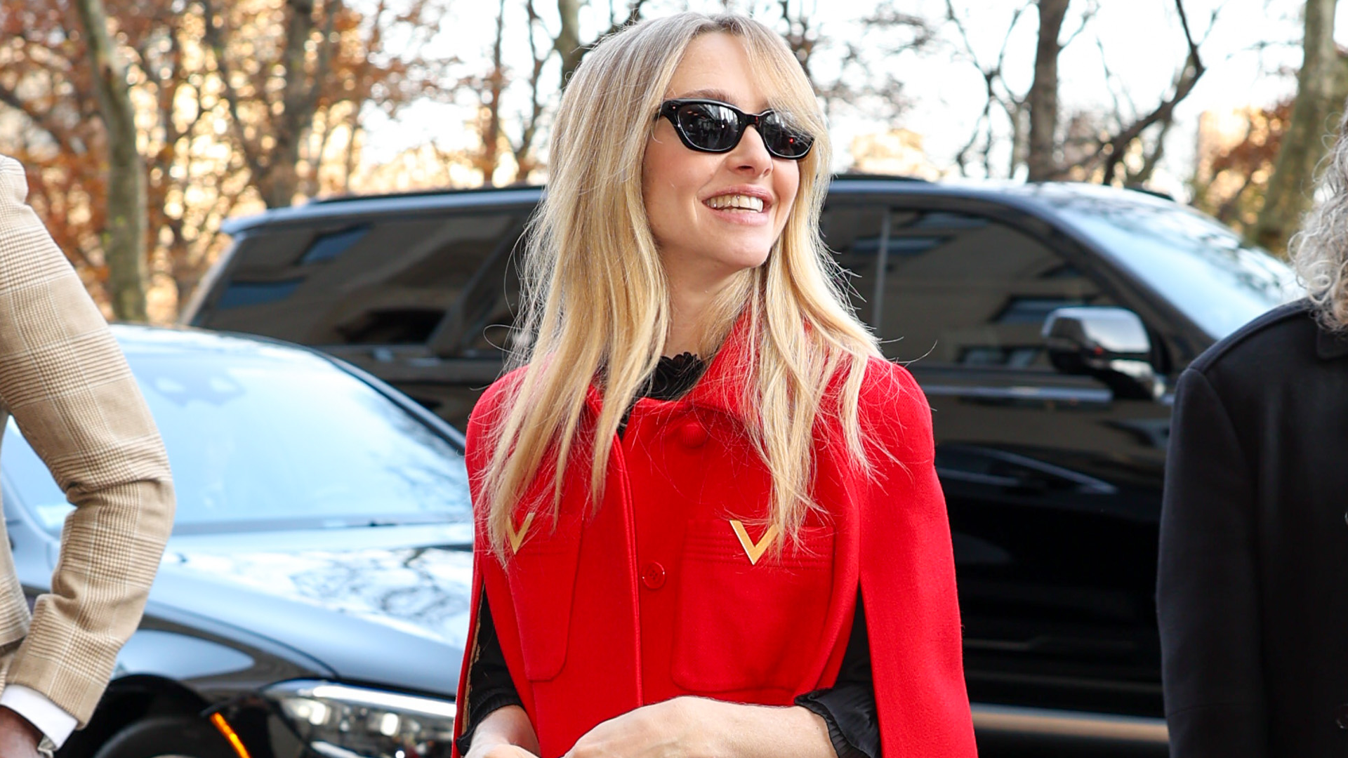 Amanda Seyfried was spotted In NYC wearing sheer lacy knee-high socks