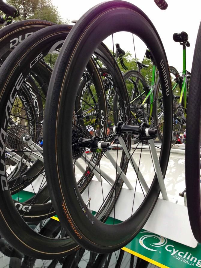 A mix of new and older version Shimano wheels were on hand in case of need