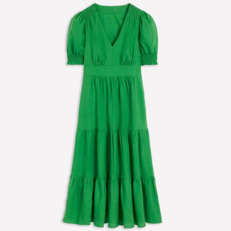 green linen dress
