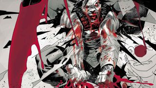 Wolverine going berserk with his claws soaked in blood