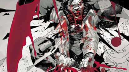 Wolverine going berserk with his claws soaked in blood
