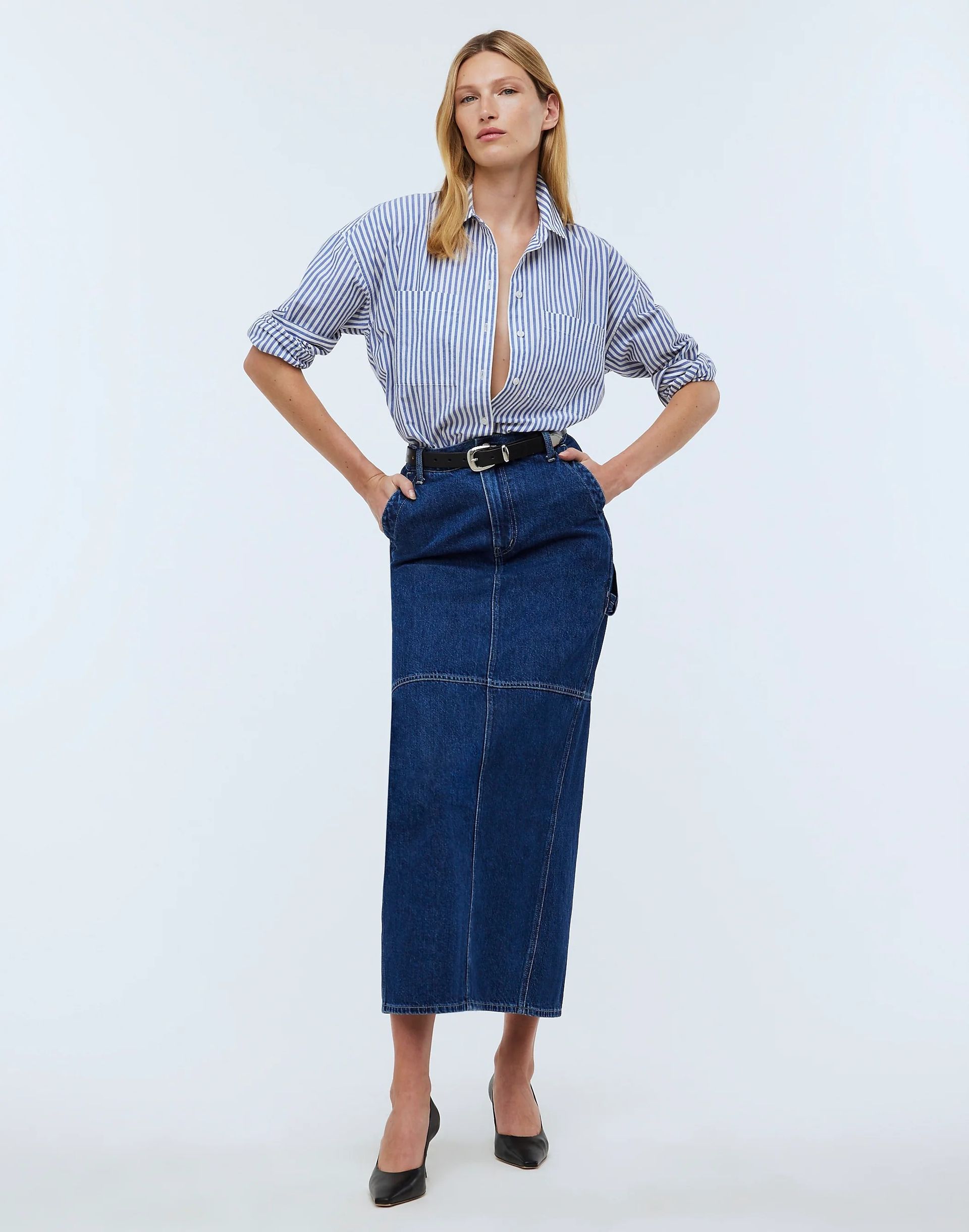 Madewell long denim blue skirt