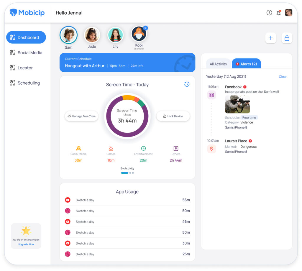 Mobicip Interface