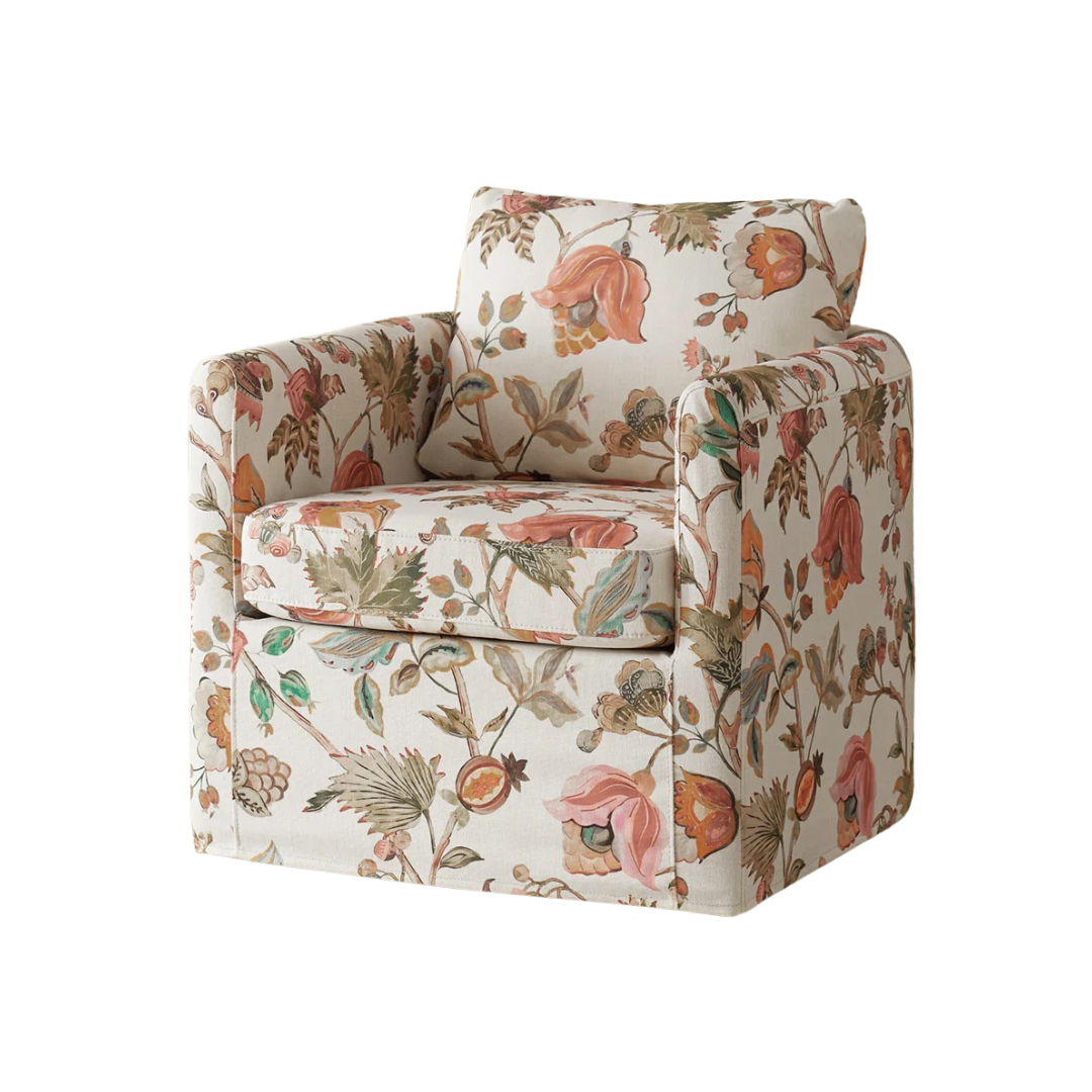 Latitude Run&amp;reg; Nicha Upholstered Slipcovered Swivel Barrel Chair &amp;amp; Reviews | Wayfair