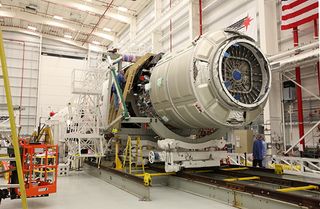 Orbital Sciences' Cygnus Spacecraft Mated to Antares Rocket
