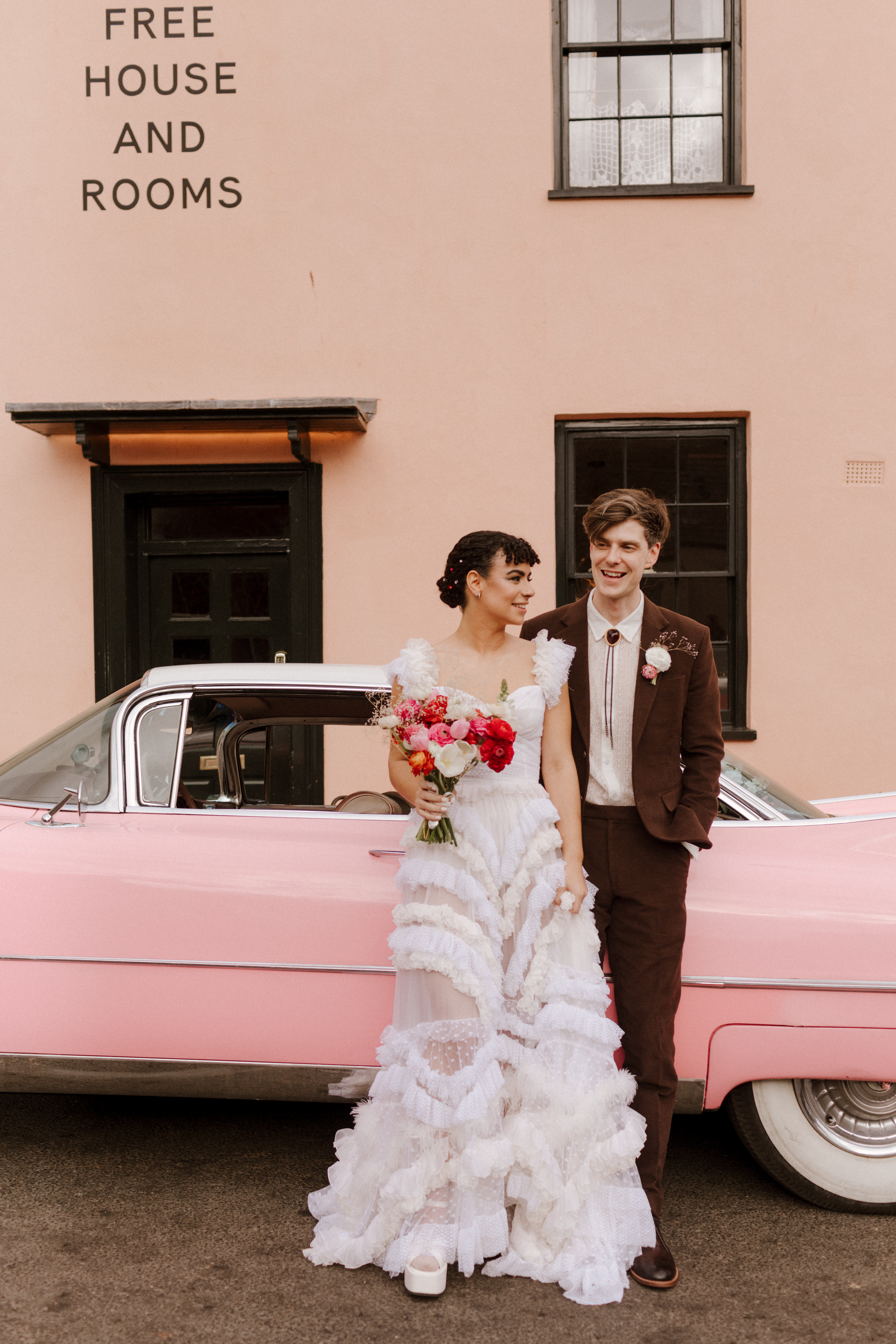 Second-hand wedding dresses: a bride wears a wedding dress from The Loop