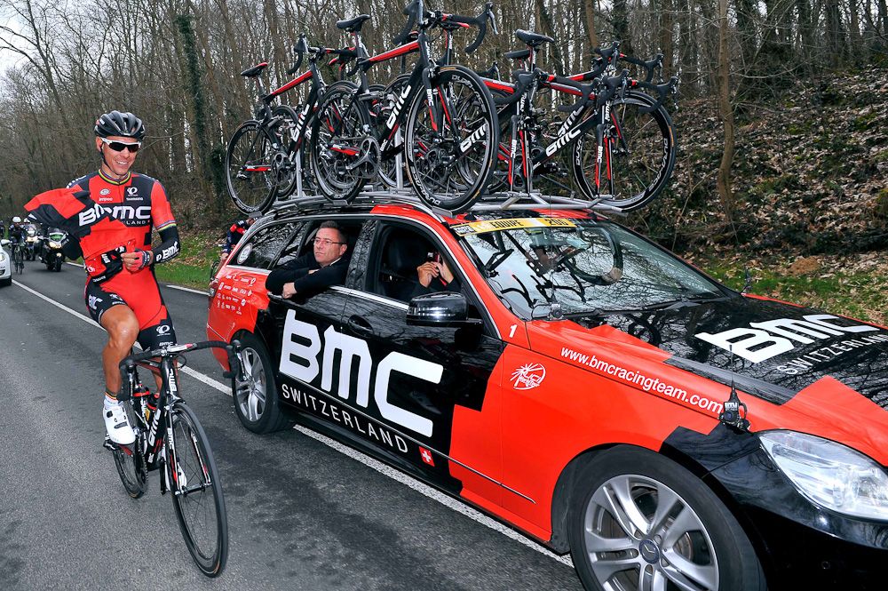 Phillipe Gilbert at the team car.