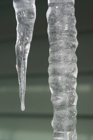 Rippled icicle on porch