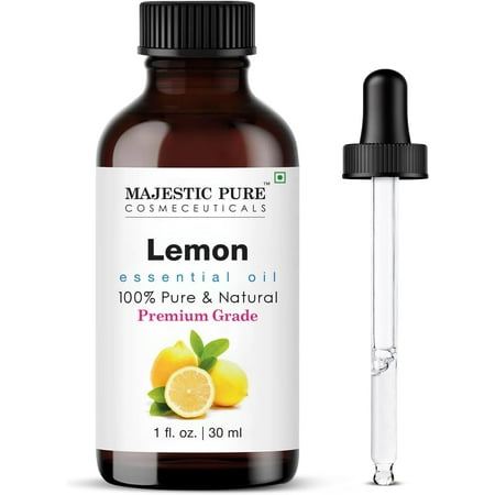 Majestic Pure Lemon Essential Oil, Premium Grade, Pure and Natural, for Aromatherapy, Massage, Topical &amp;amp; Household Uses, 1 Fl Oz