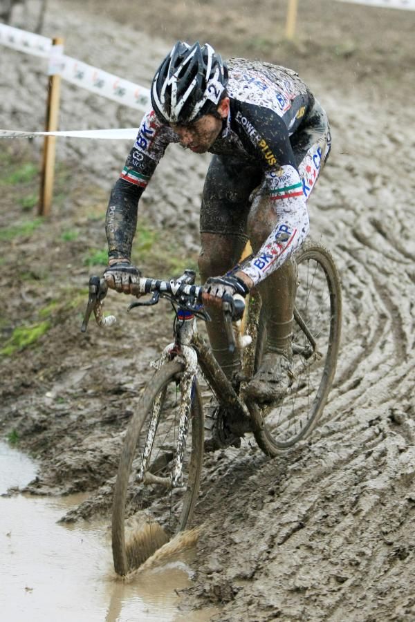 Enrico Franzio makes tracks in the mud