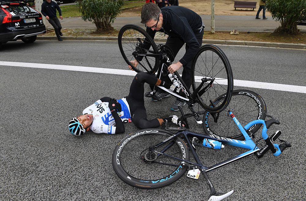 Egan Bernal (Team Sky) was second overall but crashed out of Volta a Catalunya stage 7
