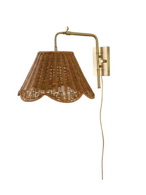 Lucinda Rattan Scallop Swivel Plug-In Sconce