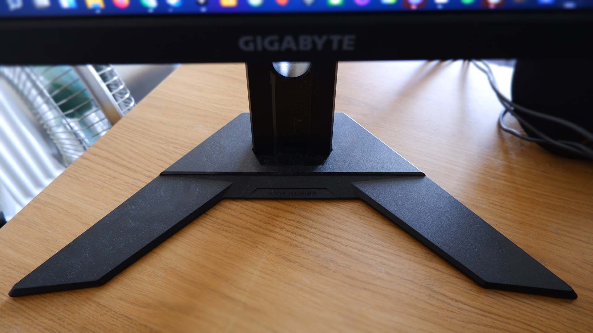 Gigabyte M28U gaming monitor pictured on a desk