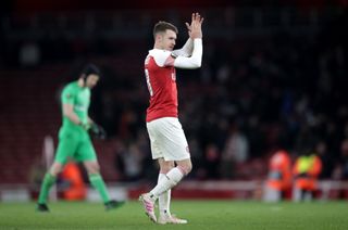 Aaron Ramsey applauds the Arsenal fans