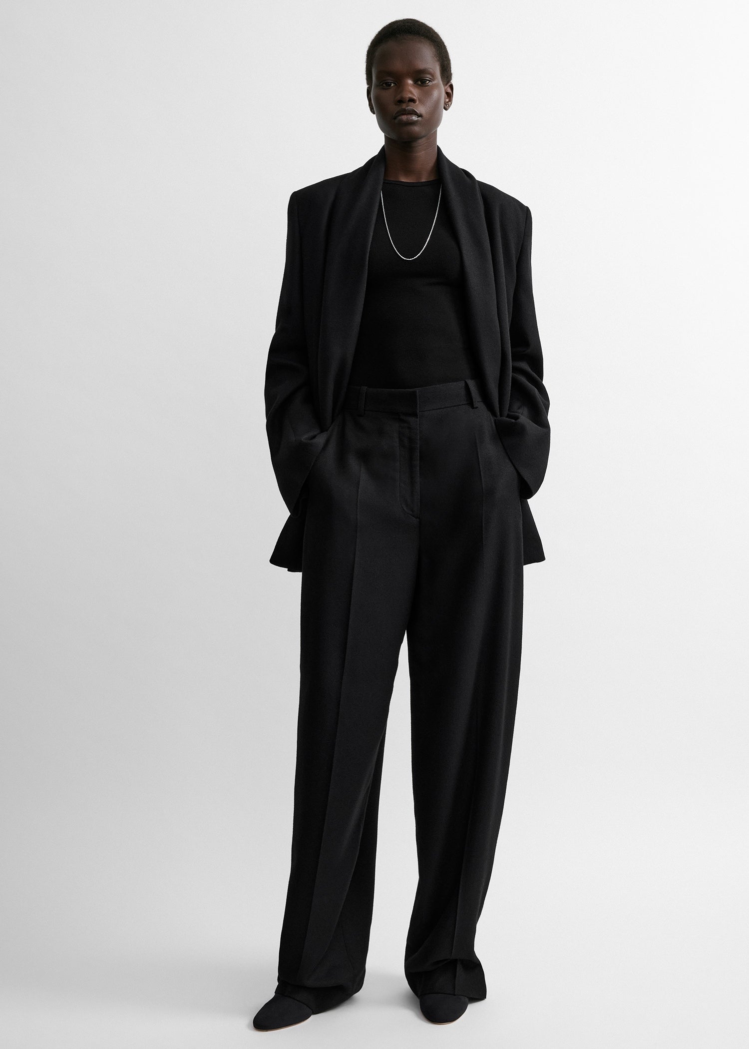High-Waist Flannel Trousers - 30