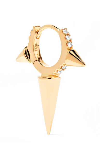 24.Maria Tash 6.5mm 18-karat Gold Diamond Hoop Earring