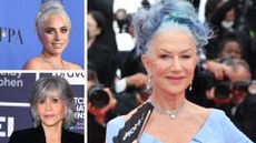 Dame Helen Mirren, Lady Gaga and Jane Fonda all pictured with blue gray hair