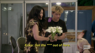 Erika shouts at Jax in The Real Housewives of Beverly Hills season 12
