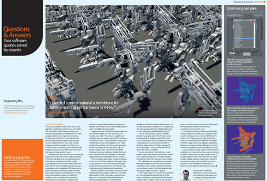 Our experts respond to queries on material subdivisions, using UV tools and realistic scene lighting