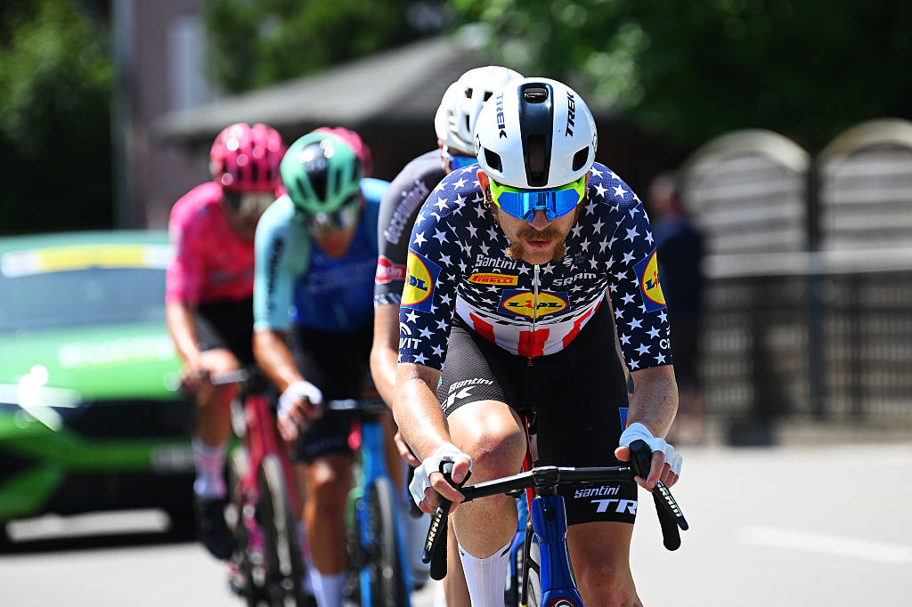 2025 Tour de Suisse stage 3: winner Quinn Simmons leads the break