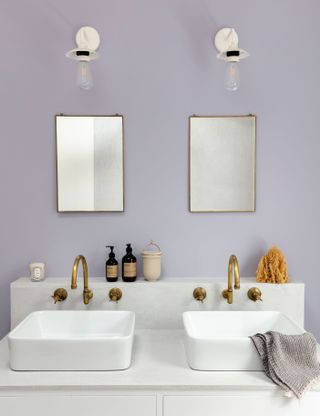Bathroom with lavender walls