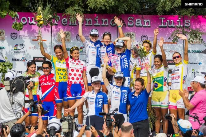 On the podium at the inaugural Tour de San Luis Feminin
