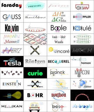 Dr. Prateek Lala created these "logotypes" for physicists, mathematicians, astronomers, and chemists.
