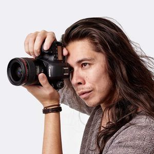journalist and cameraman shot