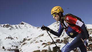 France's Thibault Anselmet competes in a Ski mountaineering event.