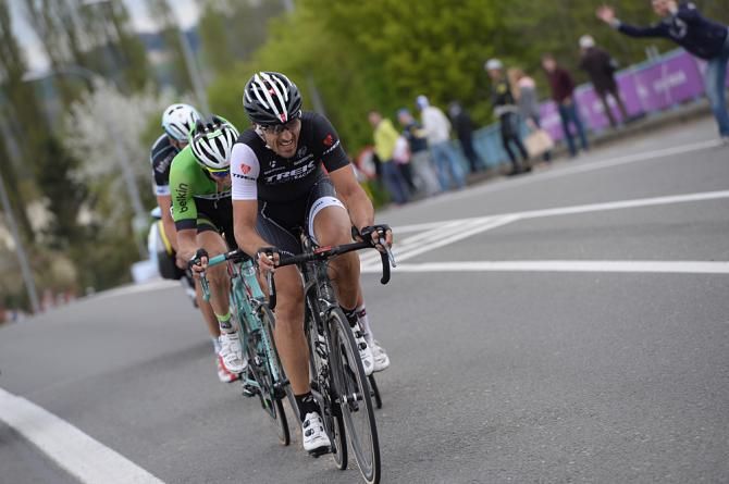 Fabian Cancellara (Trek) leads the breakaway home