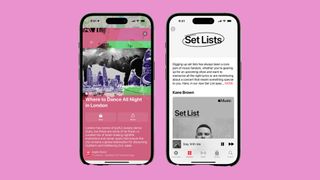 Two iPhones with the new Set Lists feature on Apple Music 