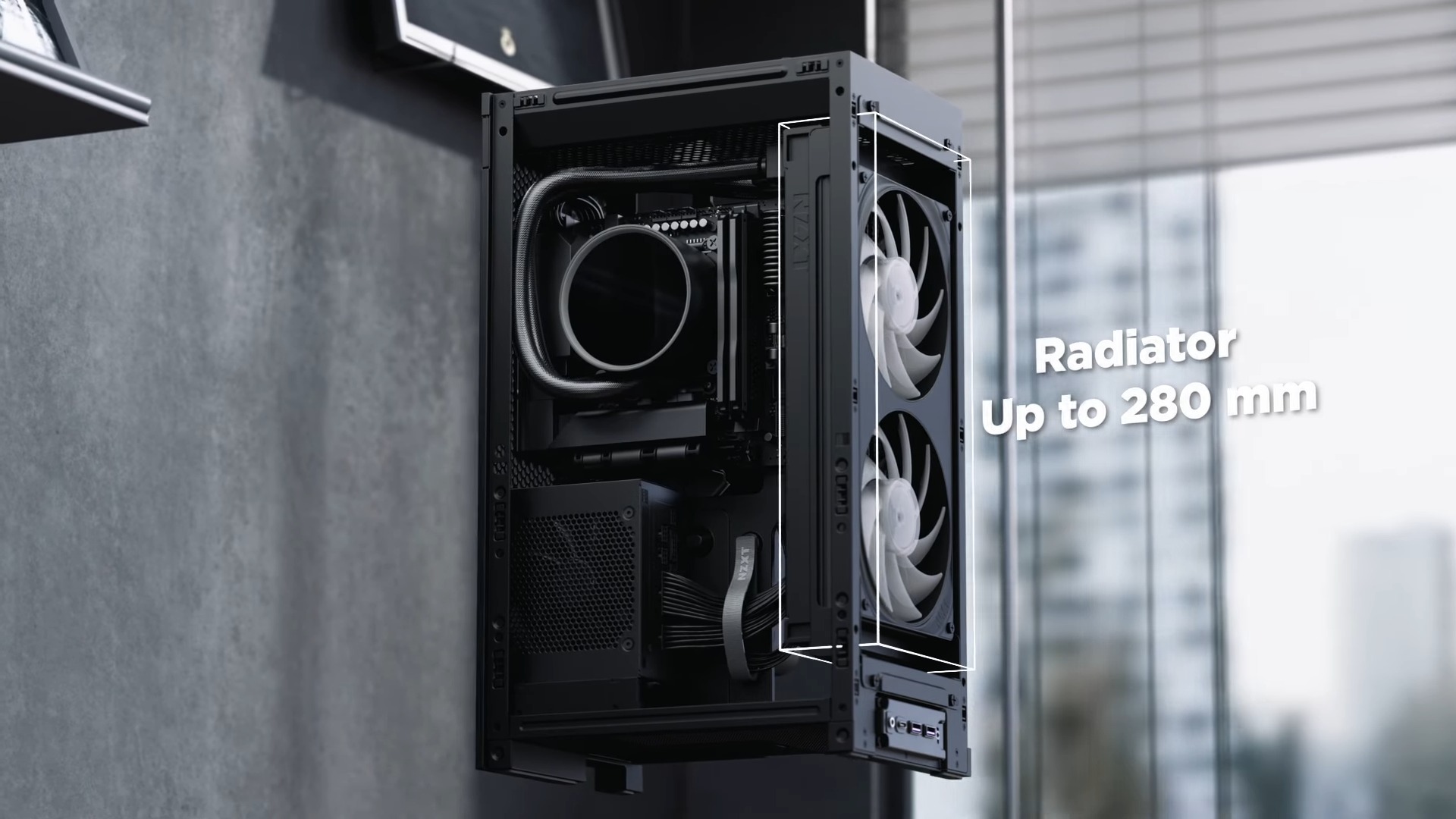 The size dimensions for radiators inside the NZXT H2 Flow