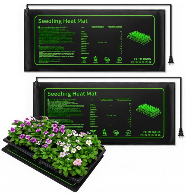 a pack of two seed starting heat mats