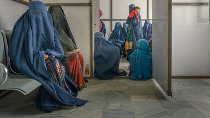 Women and children at a hospital in Afghanistan.