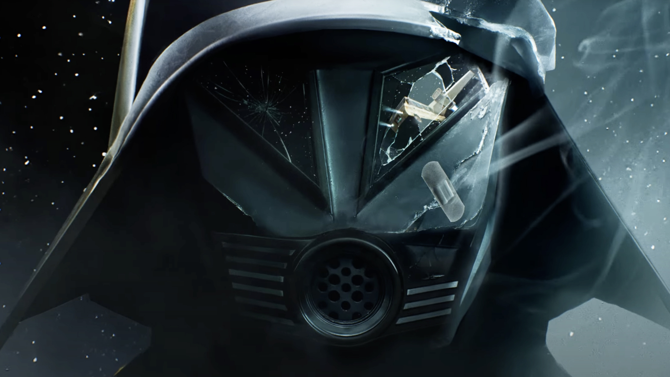 Spaceballs 2 teaser image with Dark Helmet looming over a space scene